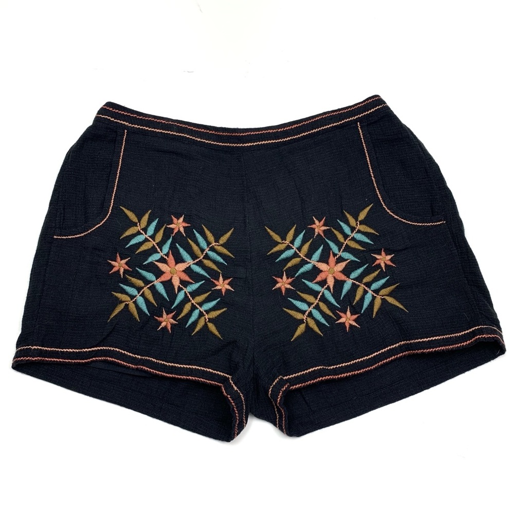 American Eagle Black Embroidered Boho Shorts - Picture 1 of 6